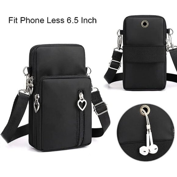 Women's Black Small Cell Phone Purse Crossbody Wallet Cute Single Shoulder Bag - Picture 6 of 8